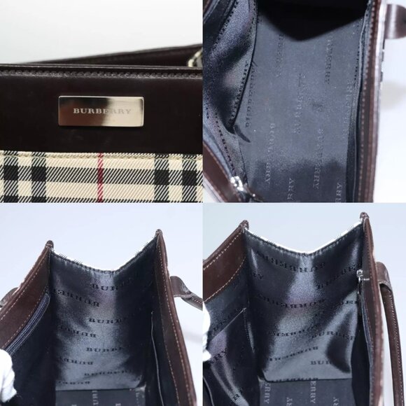 BURBERRY Nova Check Hand Bag Canvas Beige Brown Auth BA050 - Picture 15 of 15